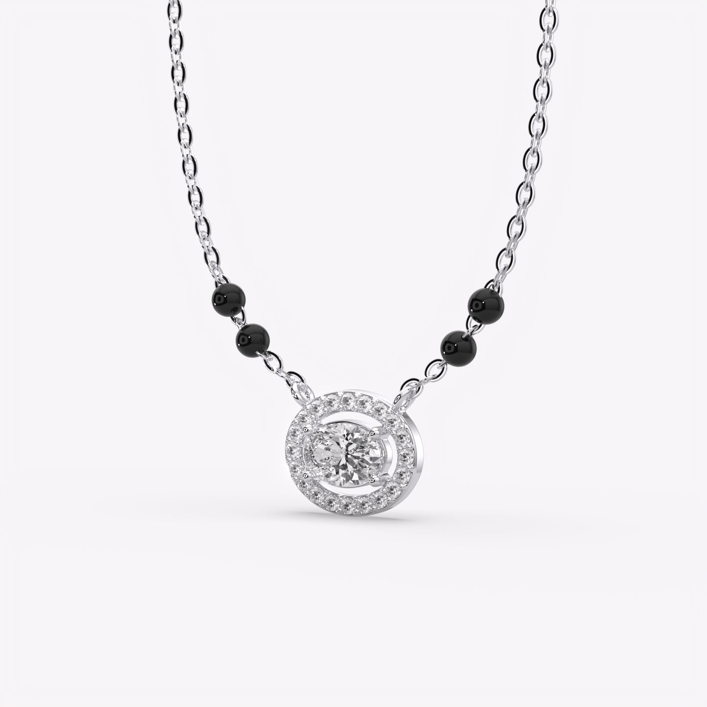Dazzling Halo Silver Mangalsutra