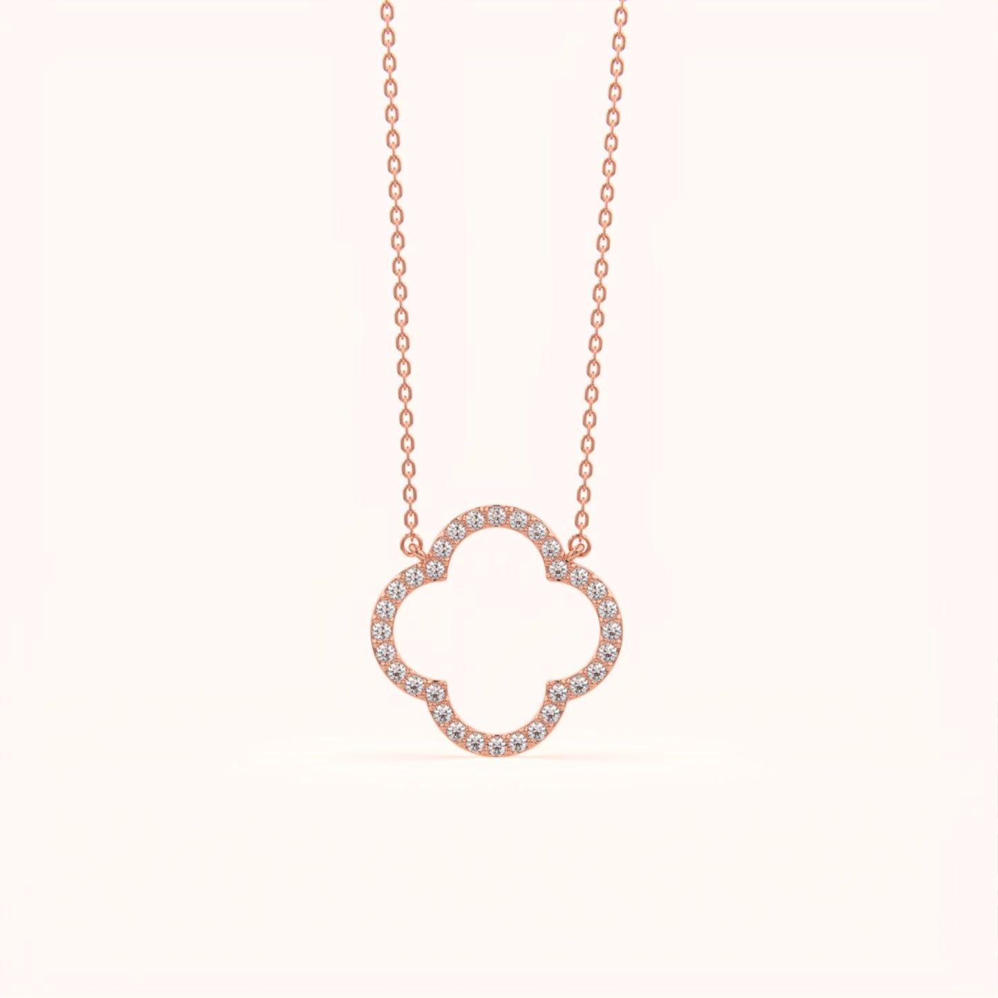 Round Diamond Clover Necklace