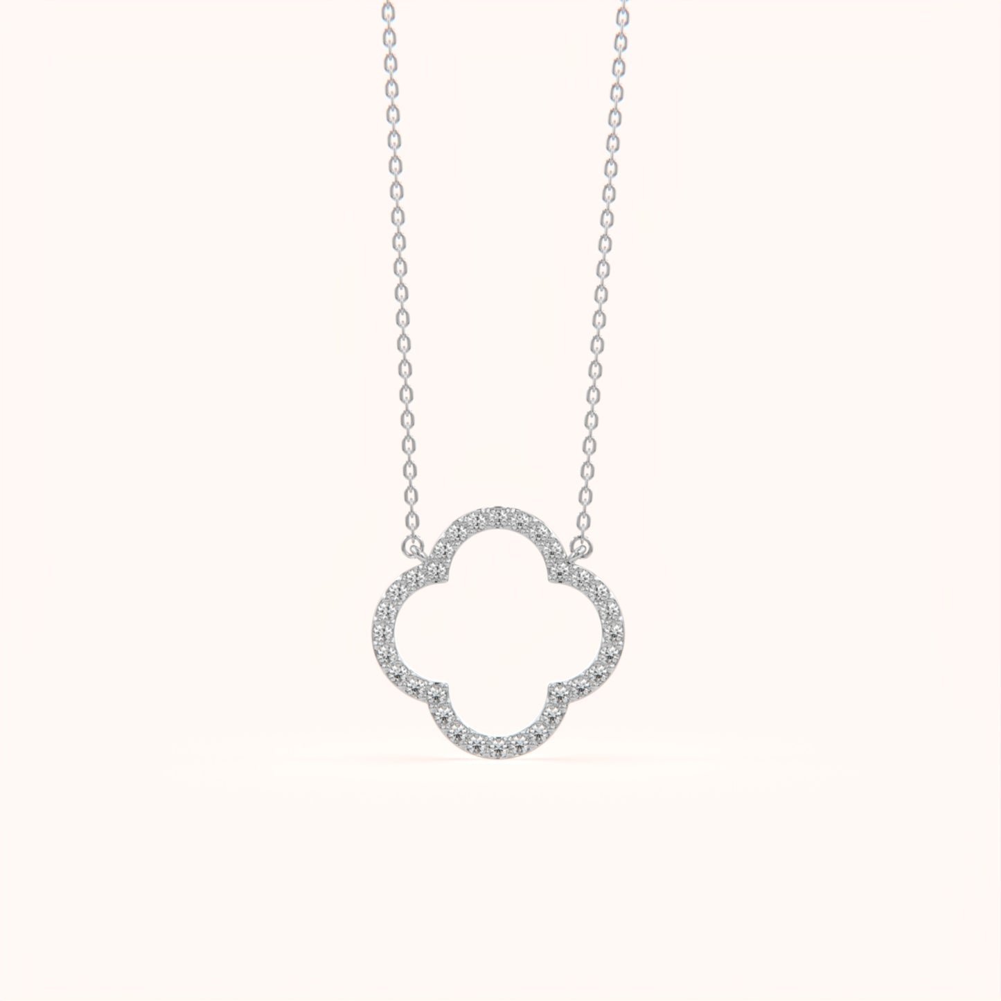 Round Diamond Clover Necklace
