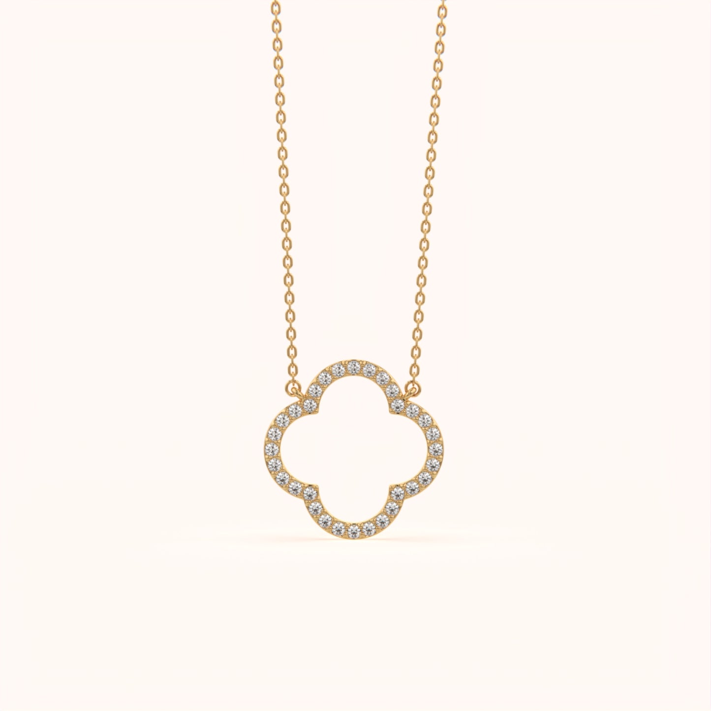 Round Diamond Clover Necklace