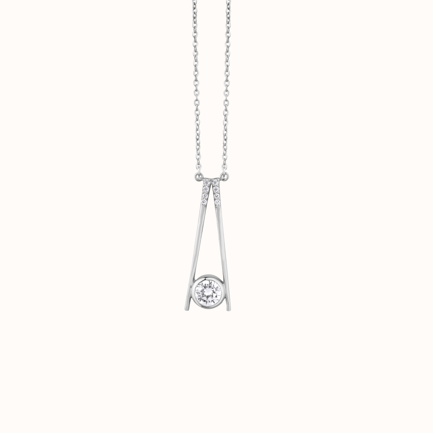 Silver Necklace with Brilliant Center Stone