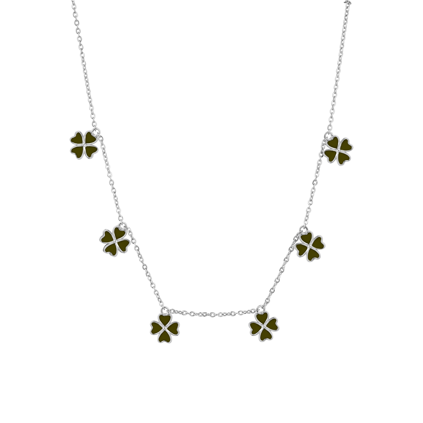 Green Enamel Clover Necklace