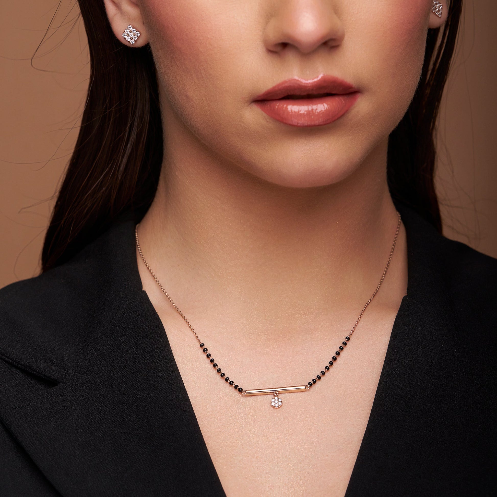 Floral Diamond Bar Mangalsutra - KYMEE