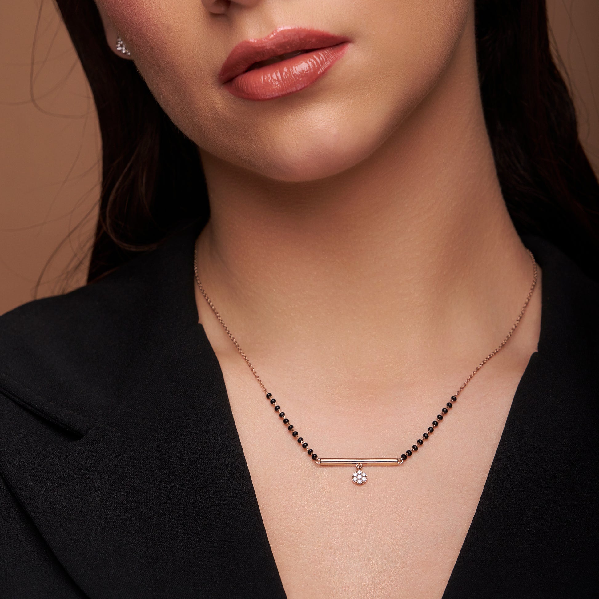 Floral Diamond Bar Mangalsutra - KYMEE
