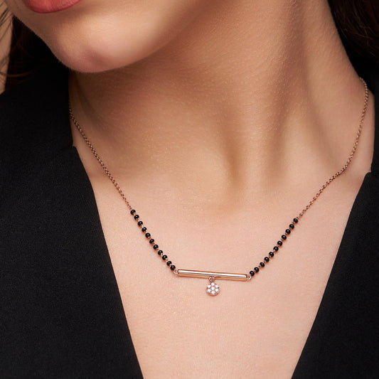 Floral Diamond Bar Mangalsutra - KYMEE