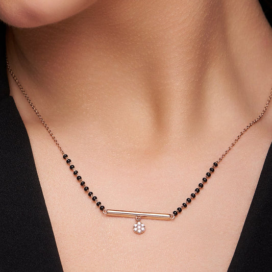 Floral Diamond Bar Mangalsutra - KYMEE