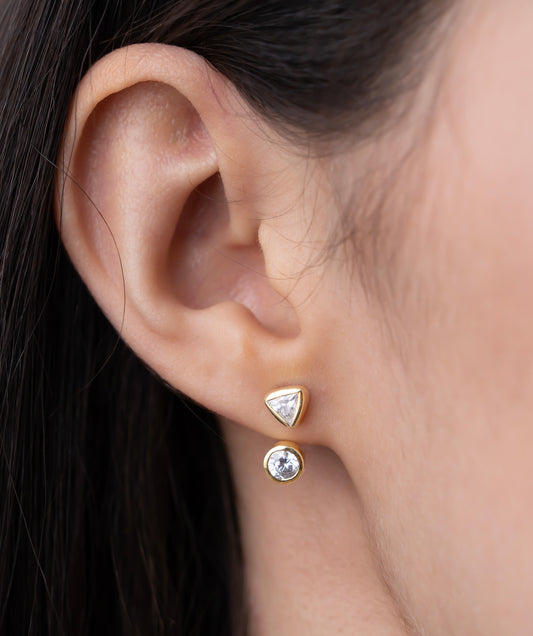 Trilliant & Round Diamond Studs
