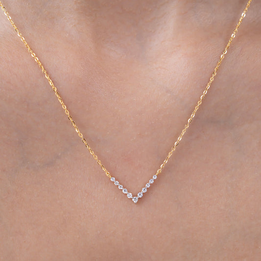 Sophisticated V-Shaped Diamond Necklace