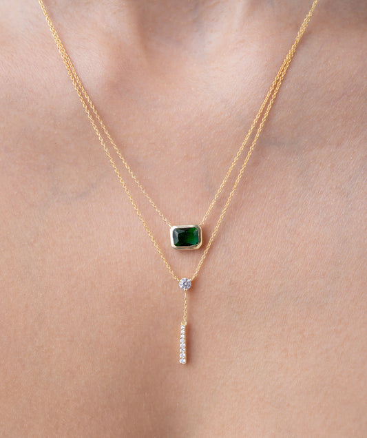 Emerald Glamour Layered Necklace