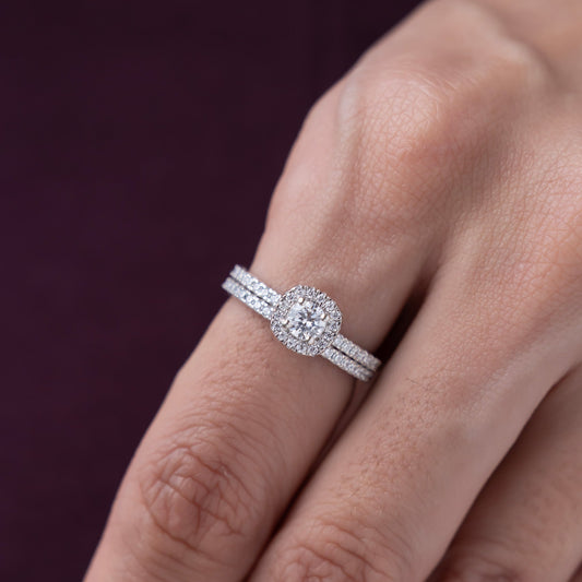 Round Halo Setting Ring Set