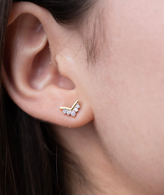 V-Shape Diamond Set Earring