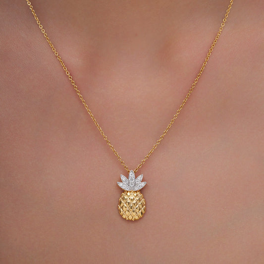 Pave Leaf Pineapple Necklace