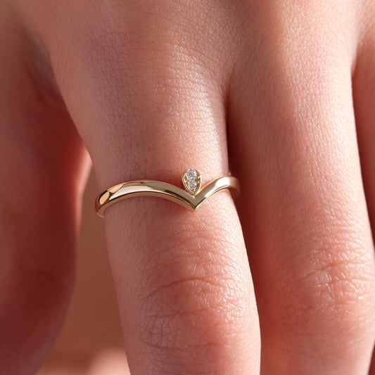 Wishbone Chevron Ring with Pear Cluster Setting
