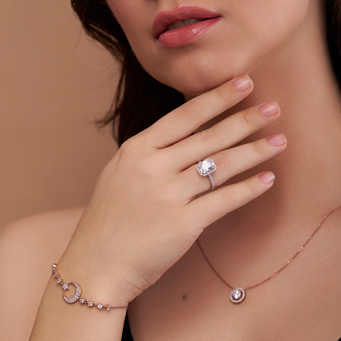 Dazzling Radiant-Cut Halo Ring - KYMEE