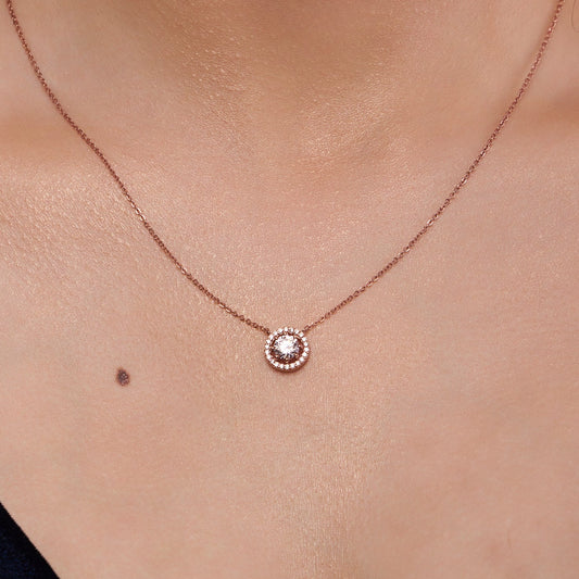 Round Cut Halo Necklace - KYMEE