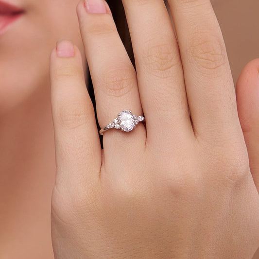 Oval Diamond Solitaire Ring - KYMEE