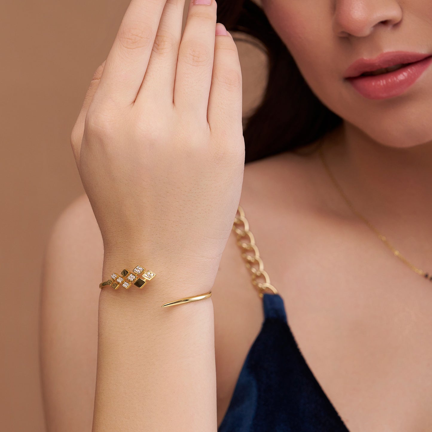 Sparkling Diamond Set Bangle Bracelet