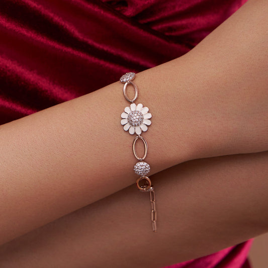 Whimsical Floral Diamond Set Bracelet - KYMEE