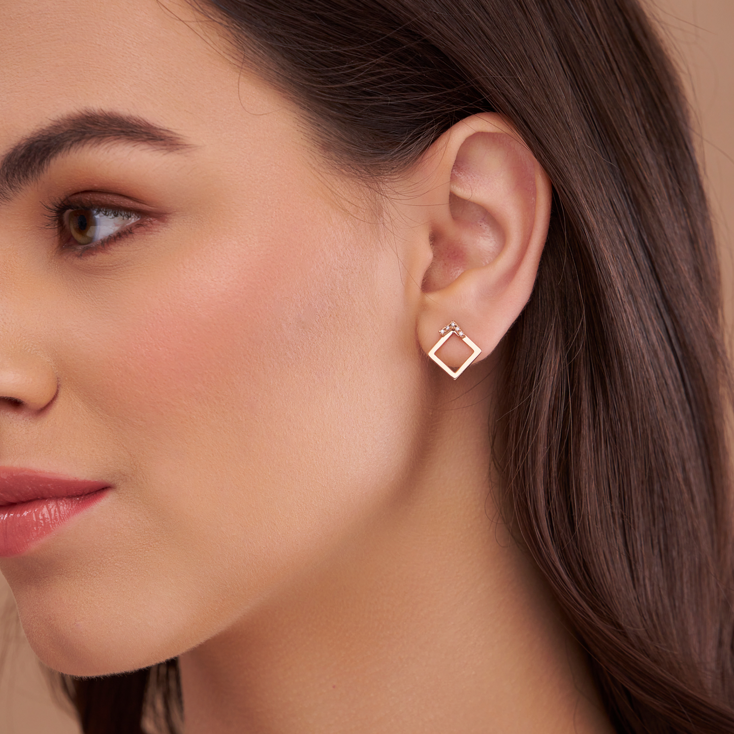 Diamond-Accented Square Earring - KYMEE