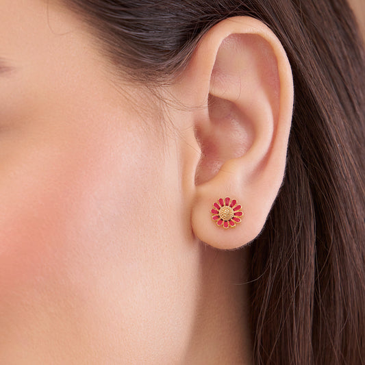 Soft Floral Enamel Stud Earring - KYMEE