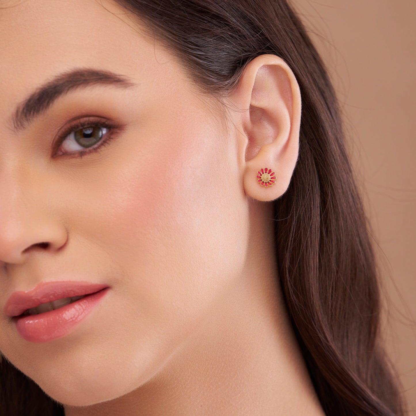 Soft Floral Enamel Stud Earring - KYMEE