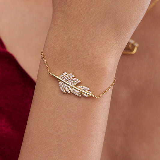 Graceful Leaf Diamond Bracelet - KYMEE