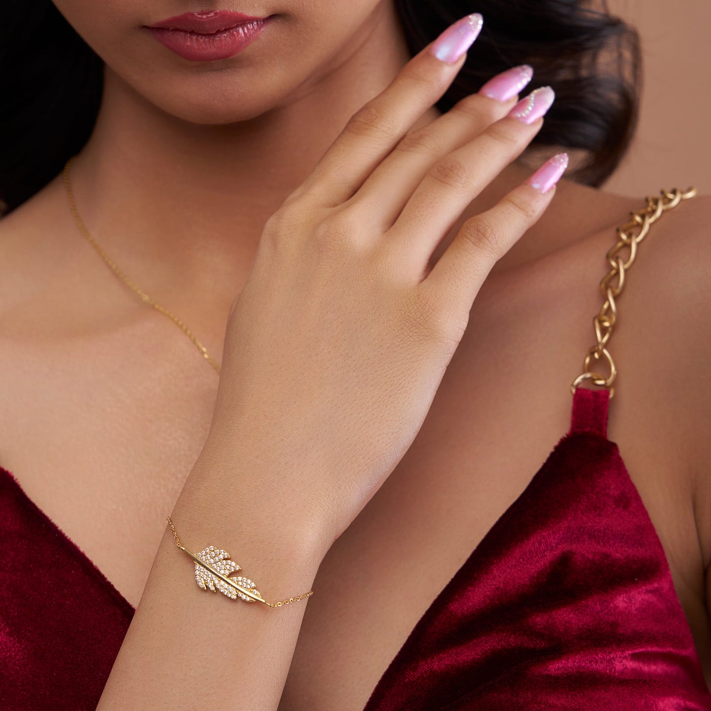 Graceful Leaf Diamond Bracelet - KYMEE