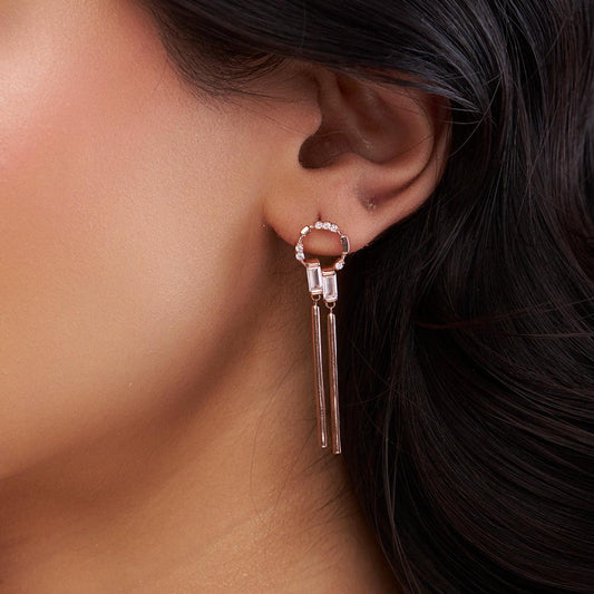 Link Baguette Drop Hoop Earring - KYMEE