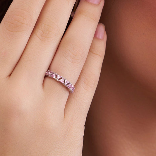 Pink Triangle Cut Diamond Band - KYMEE