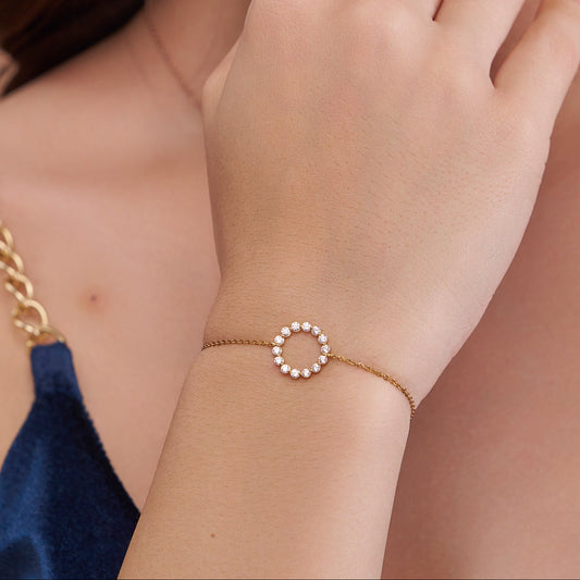 Circle Design Diamond Bracelet - KYMEE