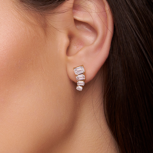 Emerald Cut Diamond Earring - KYMEE