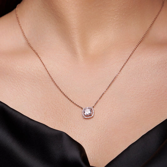 Halo Setting Silver Necklace - KYMEE