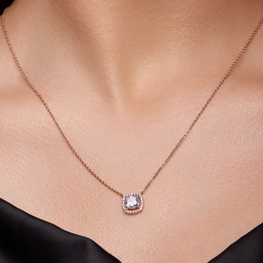 Halo Setting Silver Necklace - KYMEE