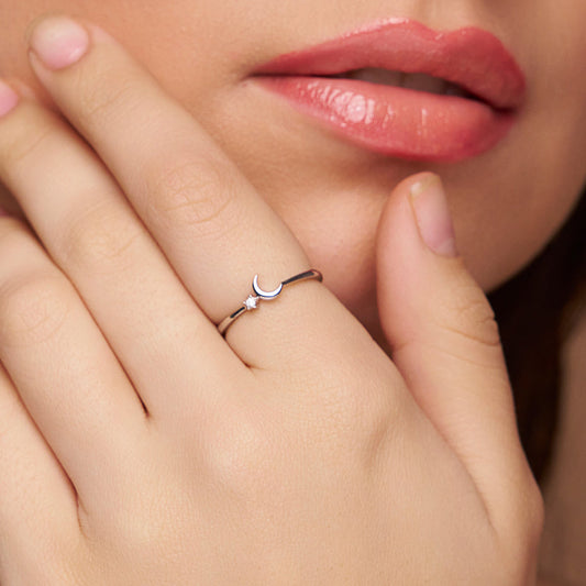 Moon and Star Sparkle Ring - KYMEE