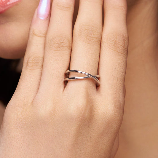 Exquisite X Cross Silver Ring - KYMEE