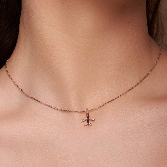 Silver Aeroplane Charm Necklace - KYMEE