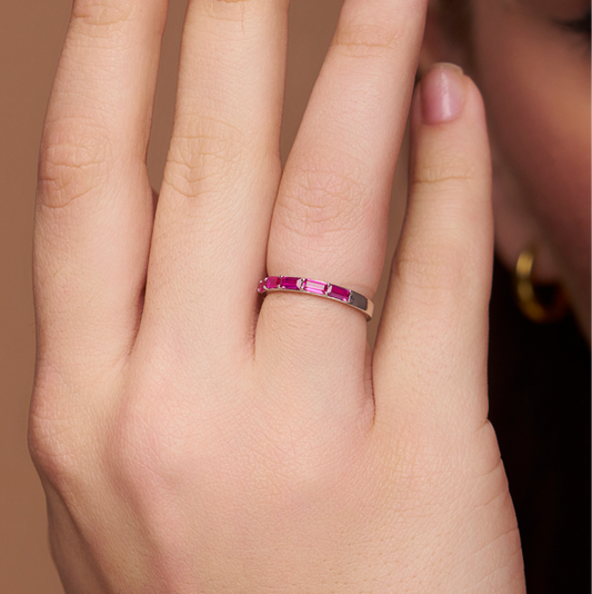 Minimalist Ruby Baguette Ring - KYMEE