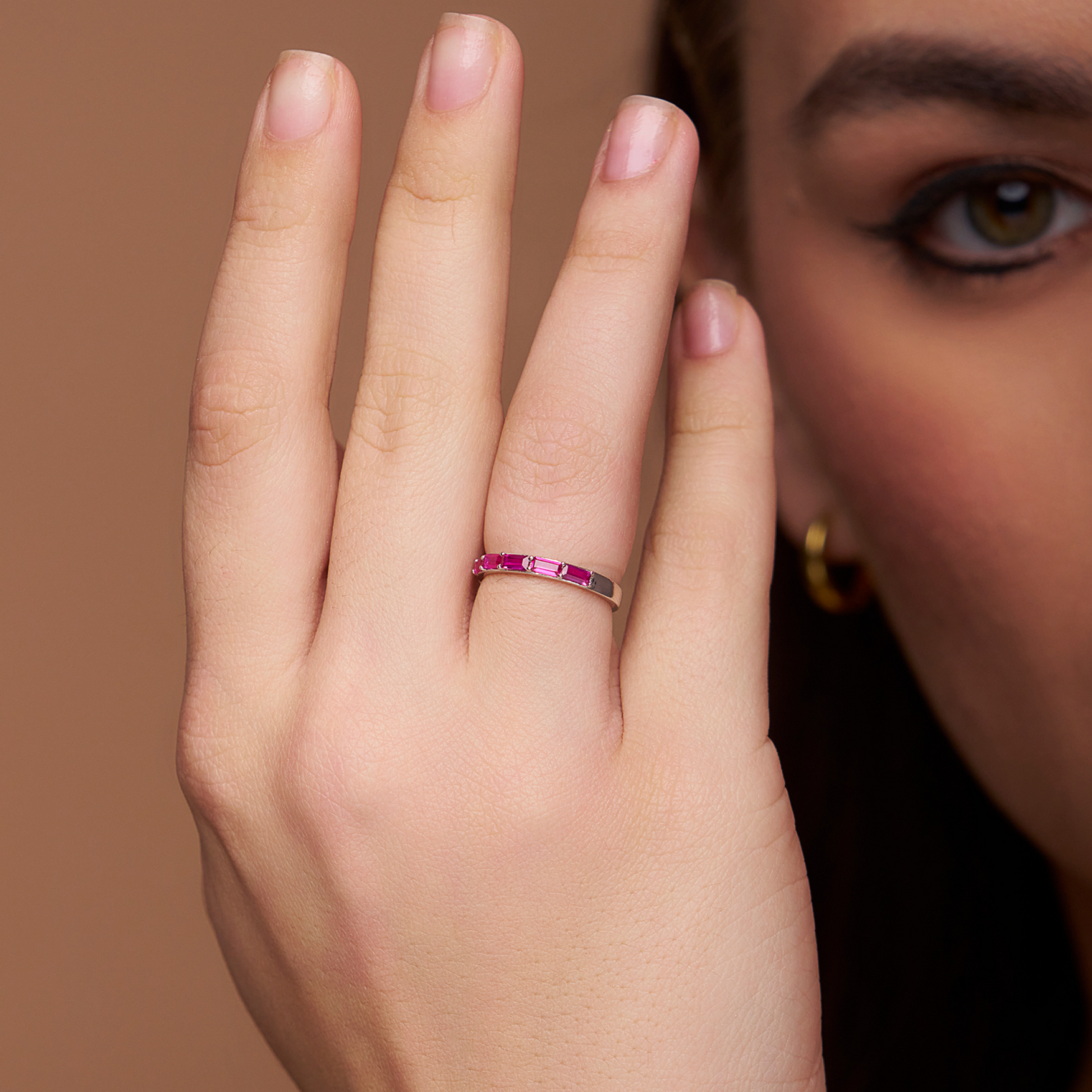Minimalist Ruby Baguette Ring - KYMEE