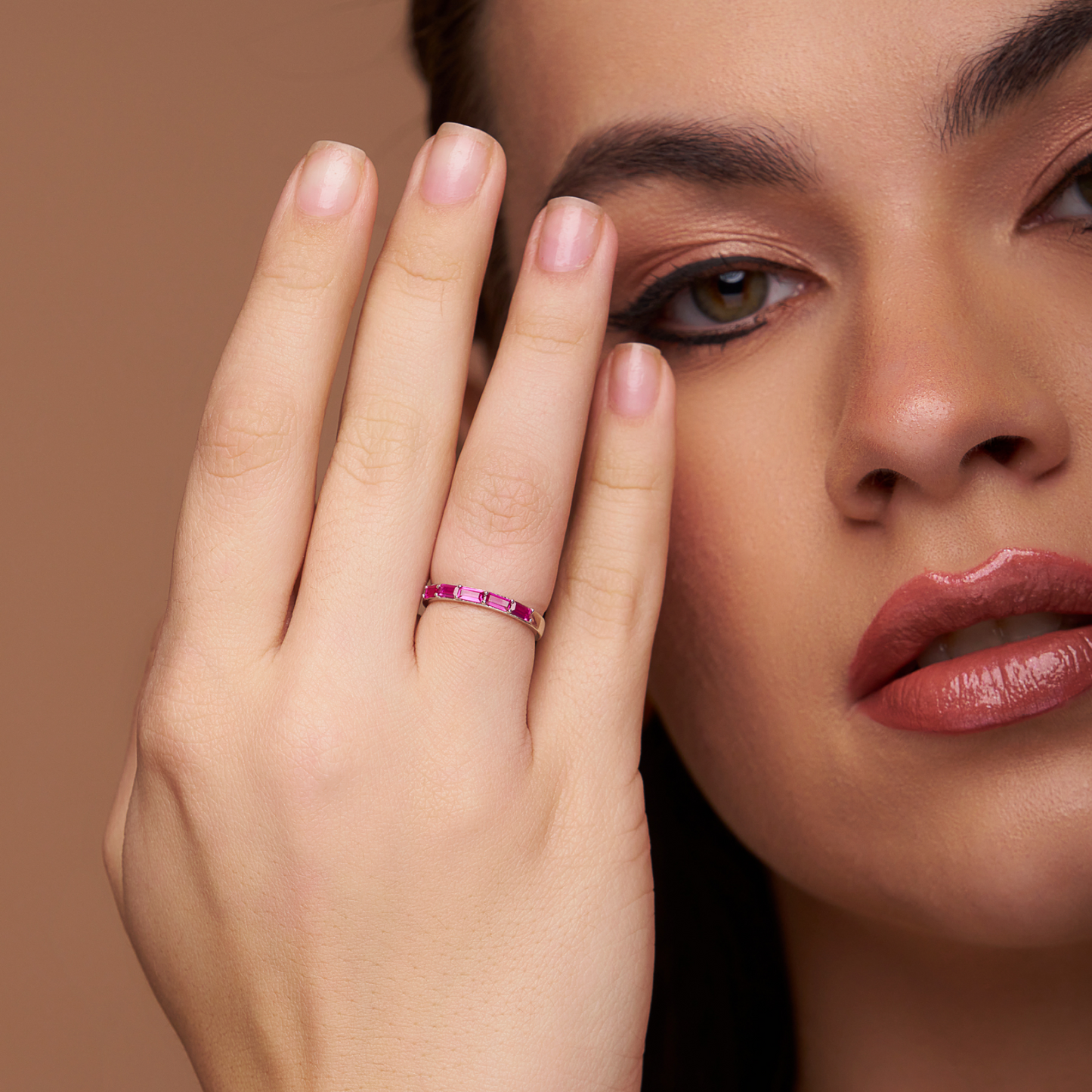 Minimalist Ruby Baguette Ring - KYMEE