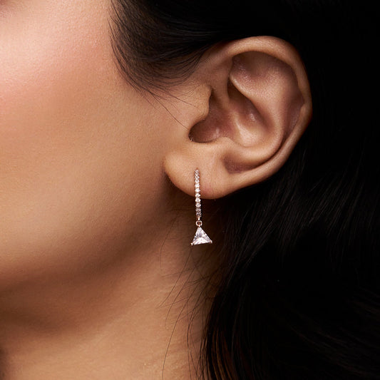 Triangle & Round Diamond Dangle Earring - KYMEE