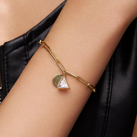 Geometric Charm Paper Clip Chain Bracelet - KYMEE