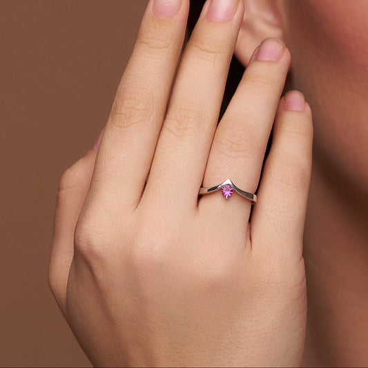 V-Shaped Single Diamond Ring - KYMEE