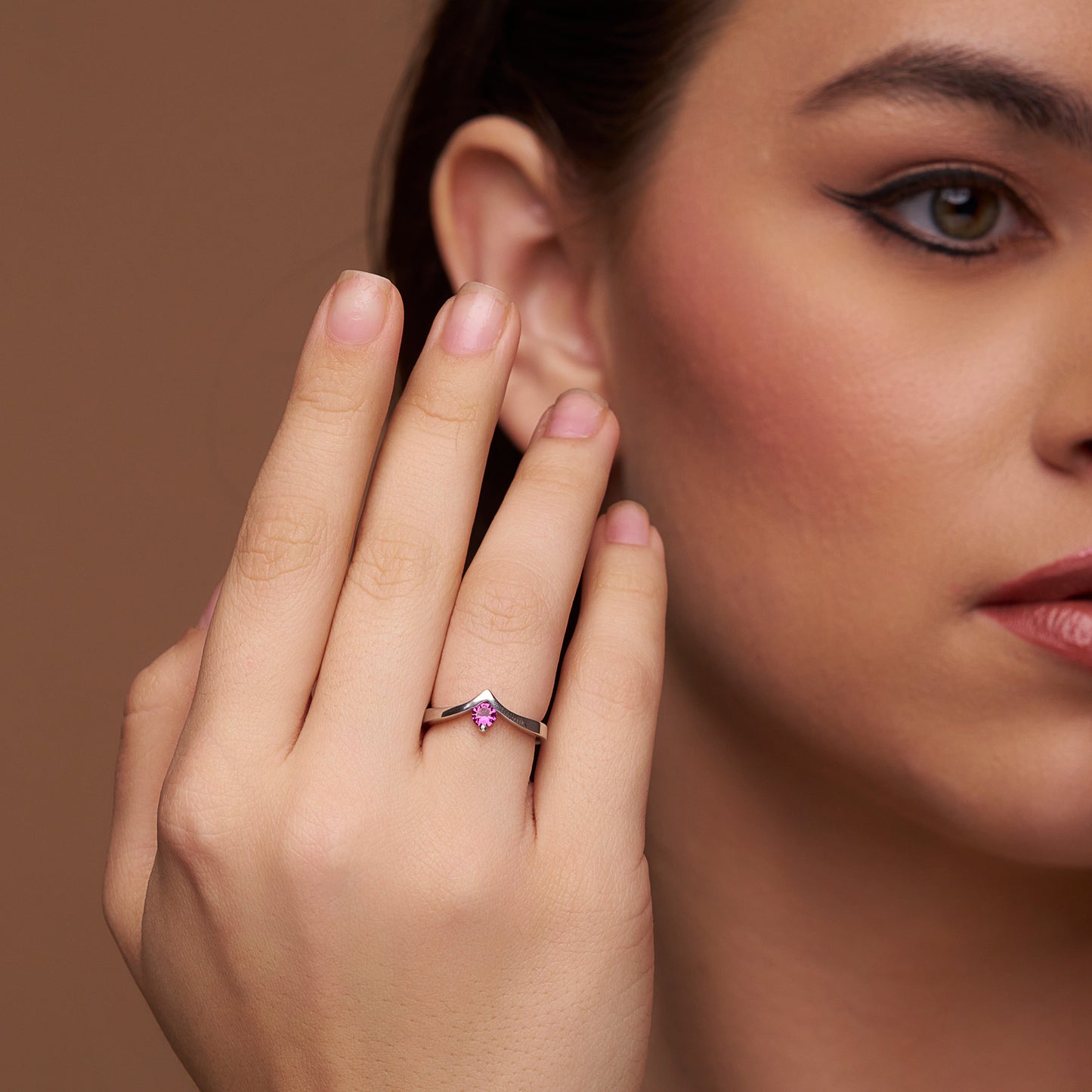 V-Shaped Single Diamond Ring - KYMEE