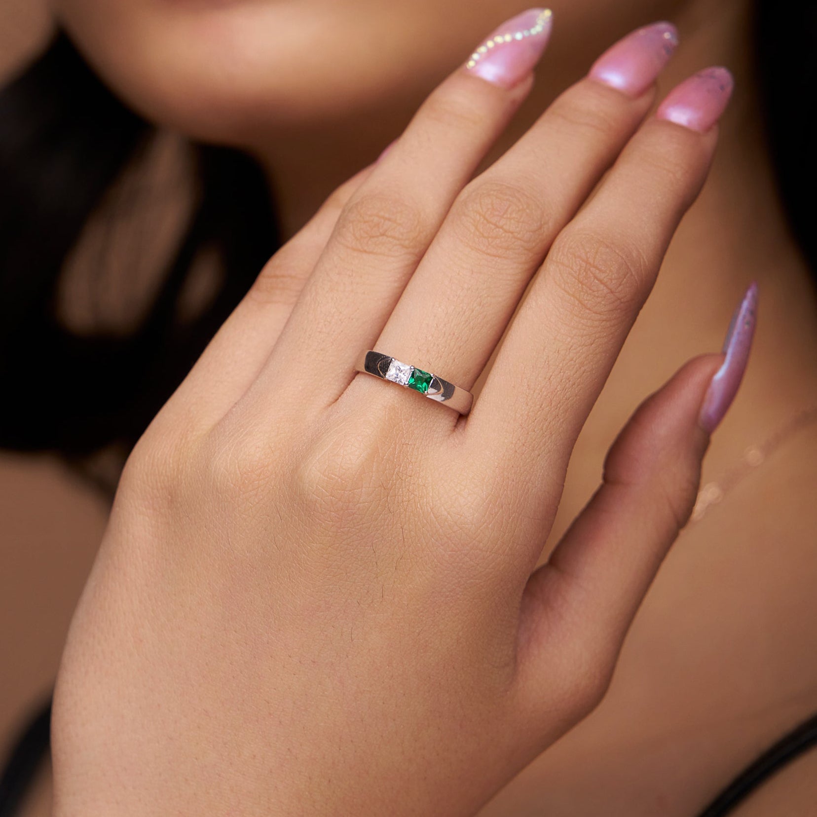 Asscher Twin Stone Ring - KYMEE