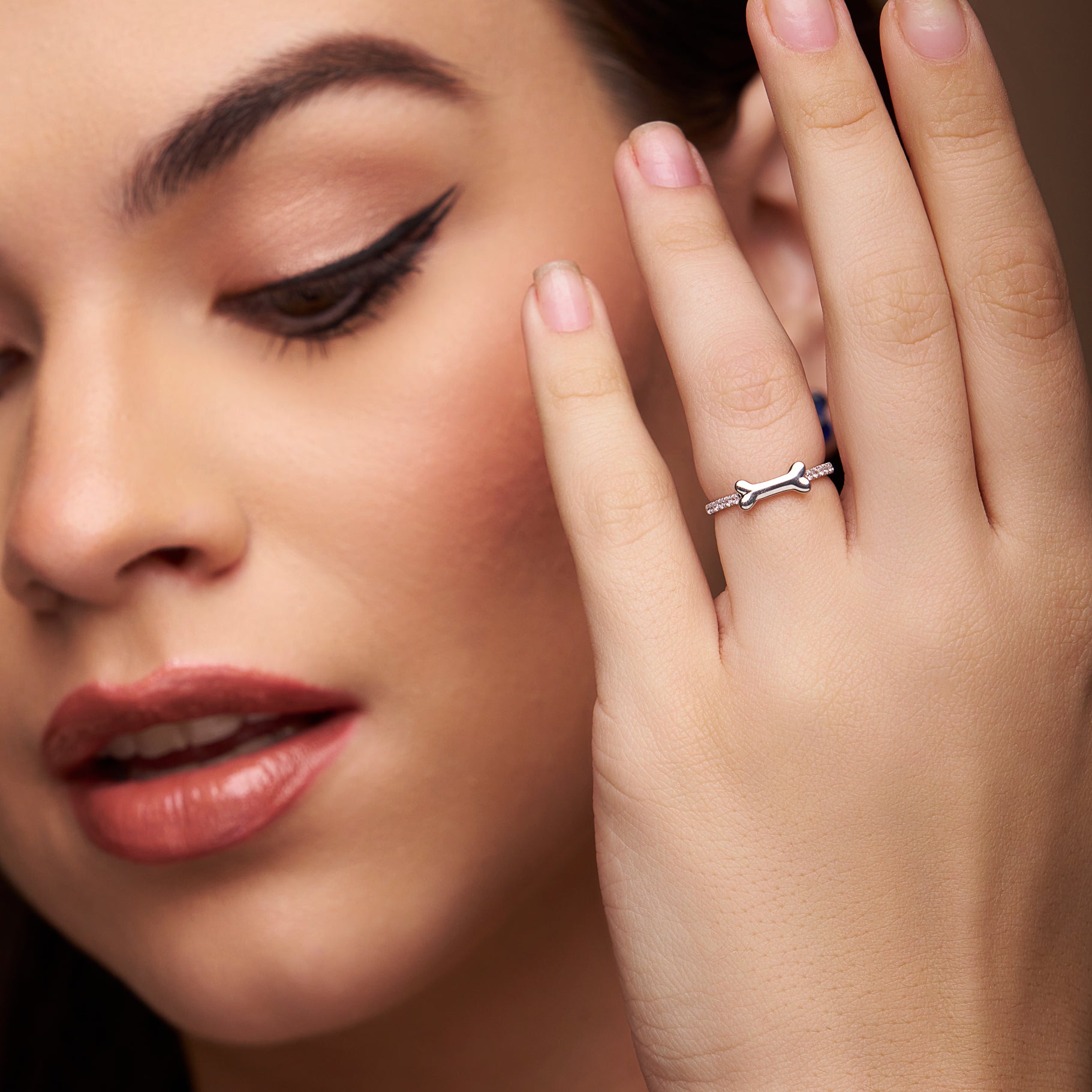 Dog Bone Style Accent Diamond Ring - KYMEE