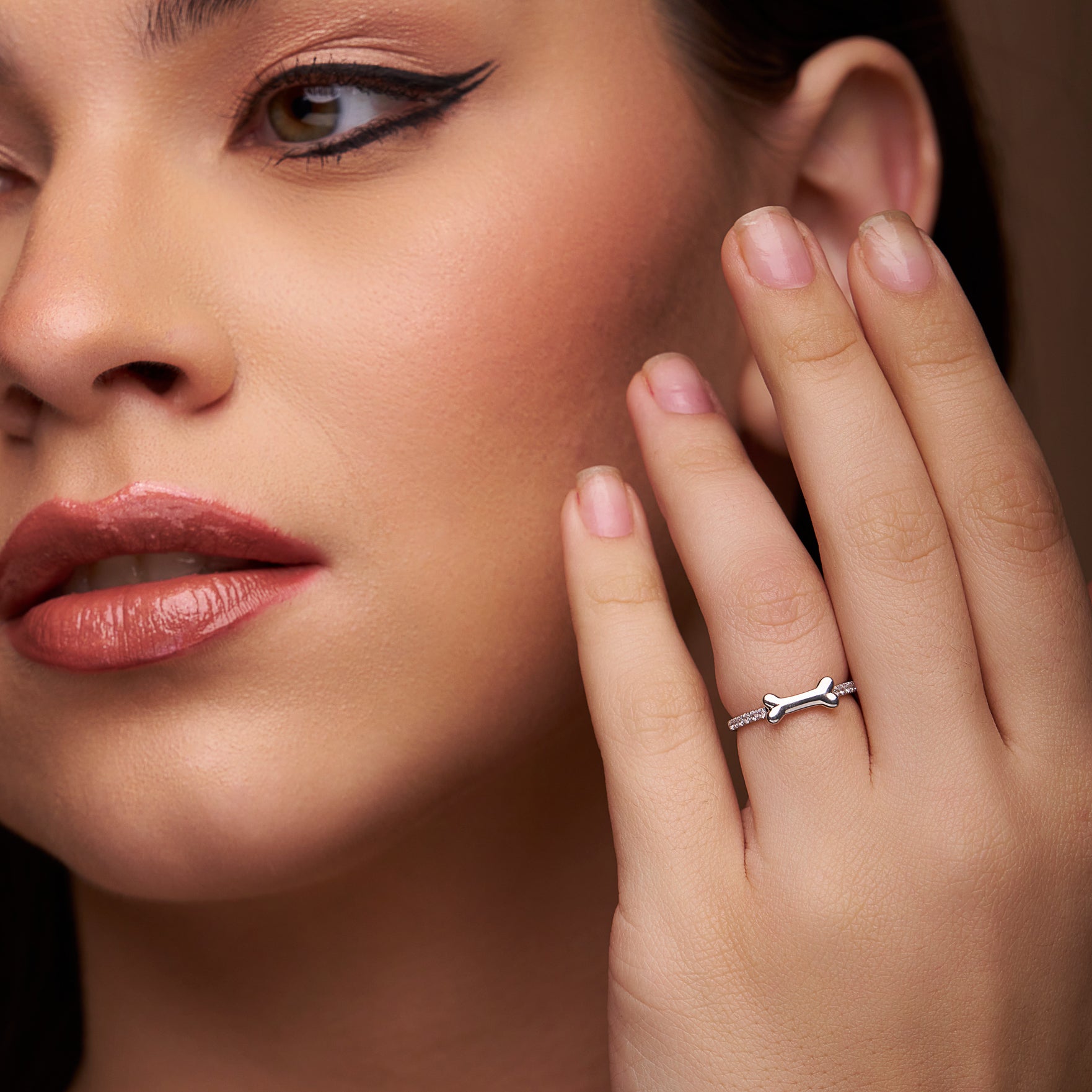 Dog Bone Style Accent Diamond Ring - KYMEE