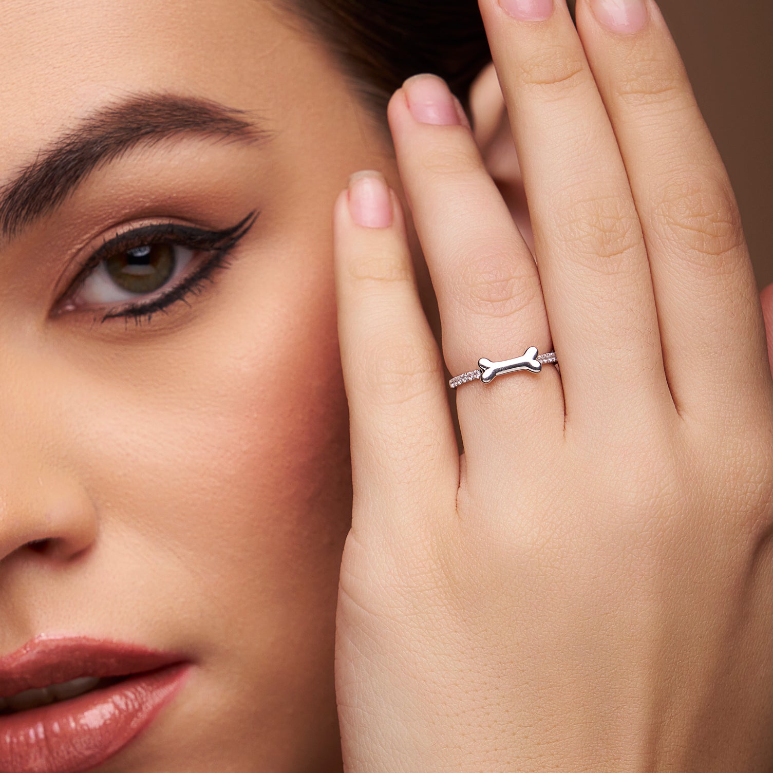 Dog Bone Style Accent Diamond Ring - KYMEE