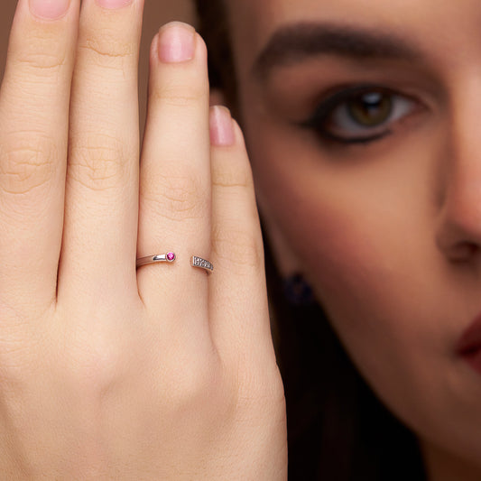 Diamond Open Cuff Ring - KYMEE