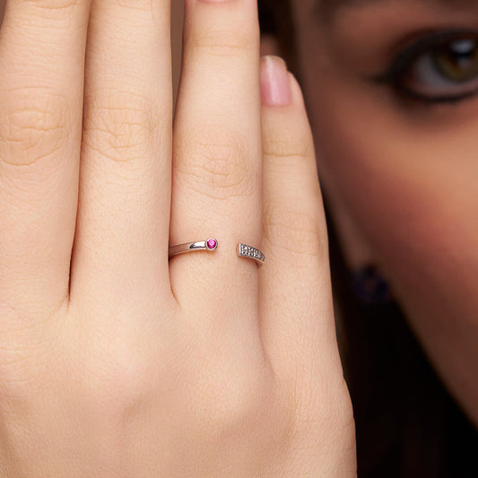 Diamond Open Cuff Ring - KYMEE