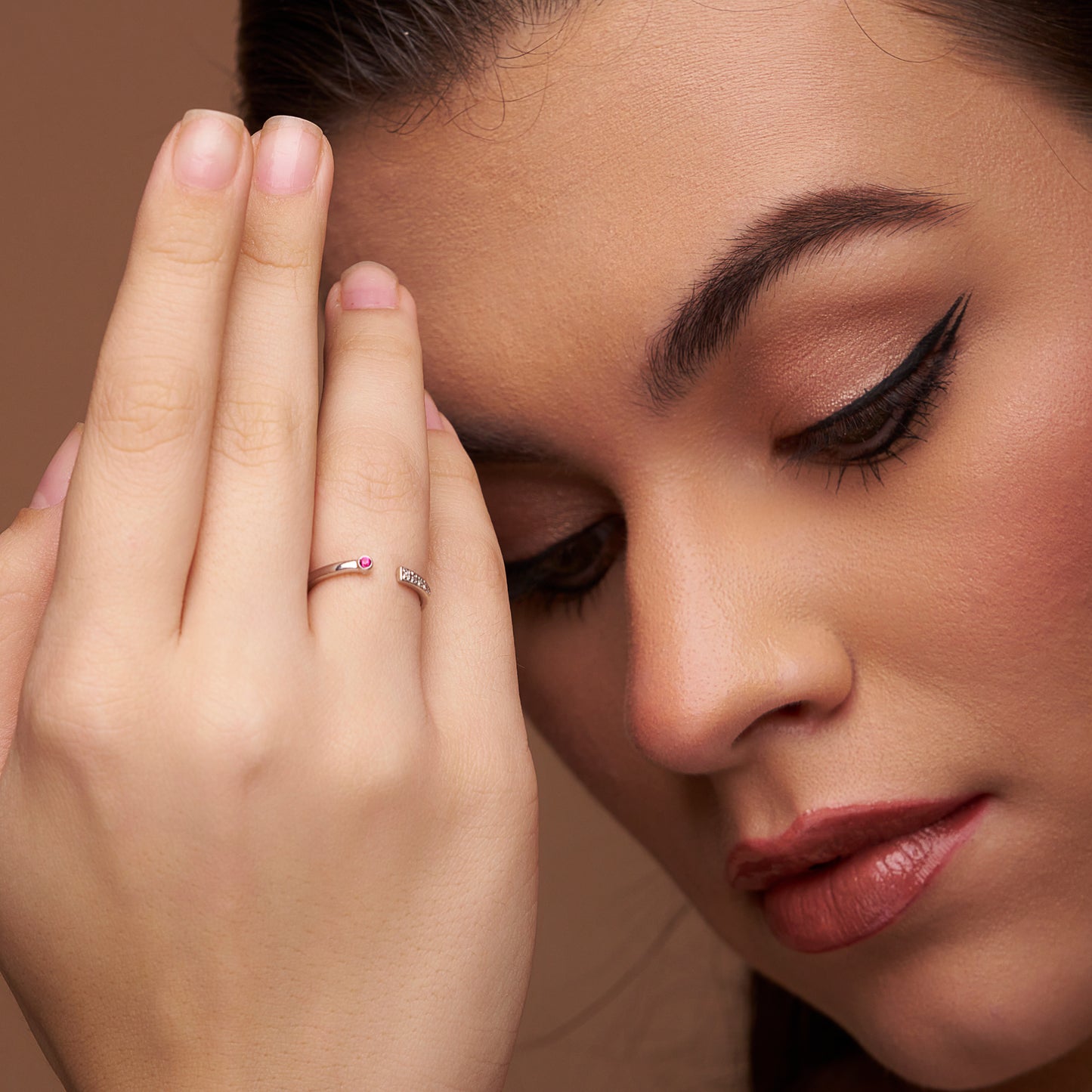 Diamond Open Cuff Ring - KYMEE